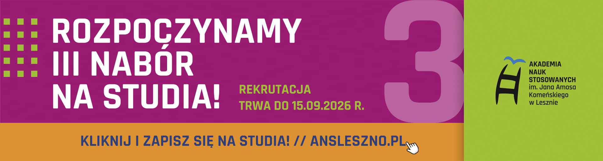 Rozpoczynamy III nabór na studia! Rekrutacja trwa do 15.09.2026 r.